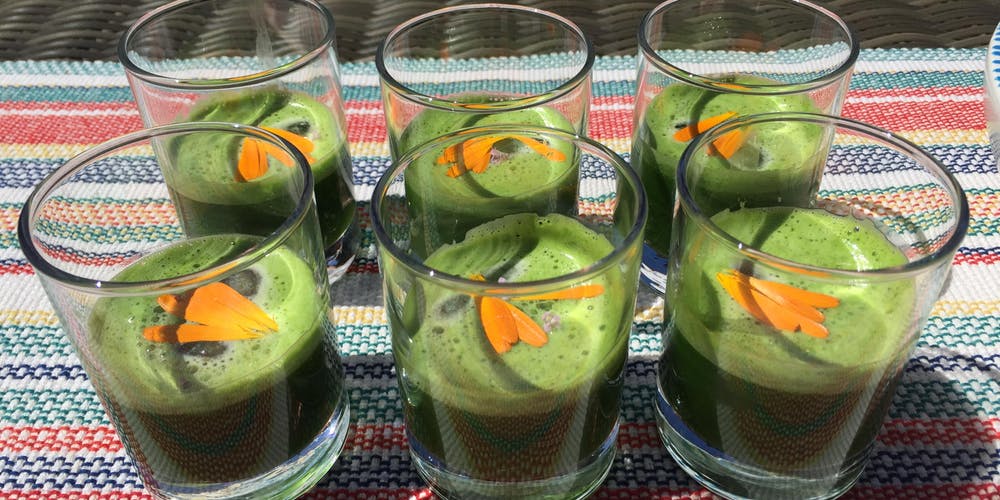green healthy juice glasses 