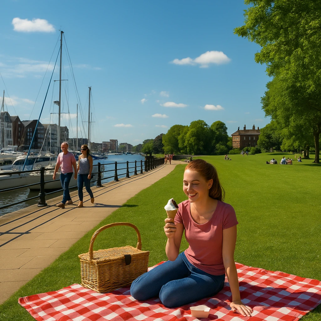 Girl Cooling Down with Ice Cream